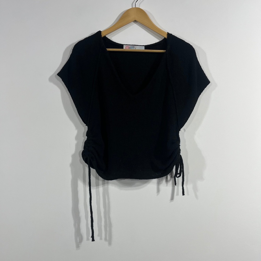 FP Beach Fisherman 90s Minimalist Knit Ruched Top Womens XS‎ Granola Indie Boho